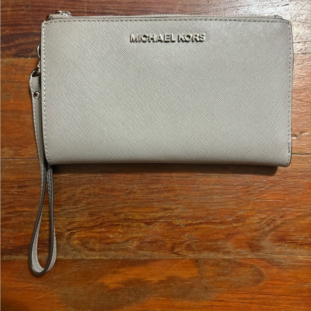 Michael Kors Silver Textured Clutch